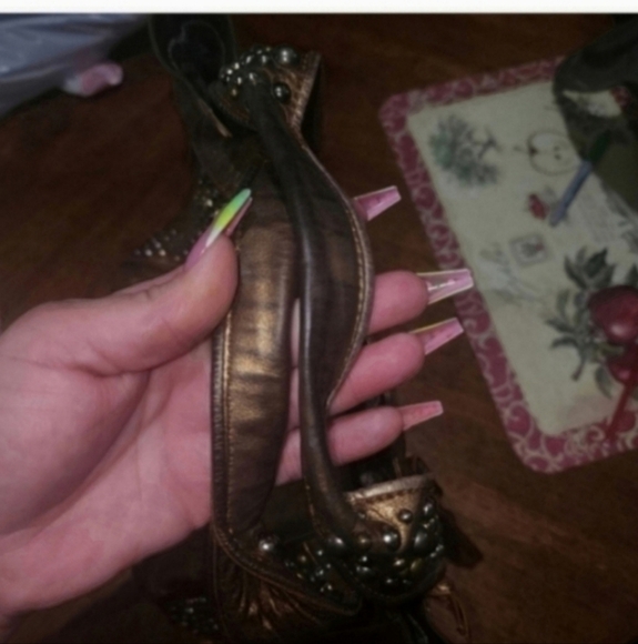 🍁🍂Vintage Betsey Johnson Bronze Leather Metalicize Me Lipstick Tote Handbag - Picture 7 of 10